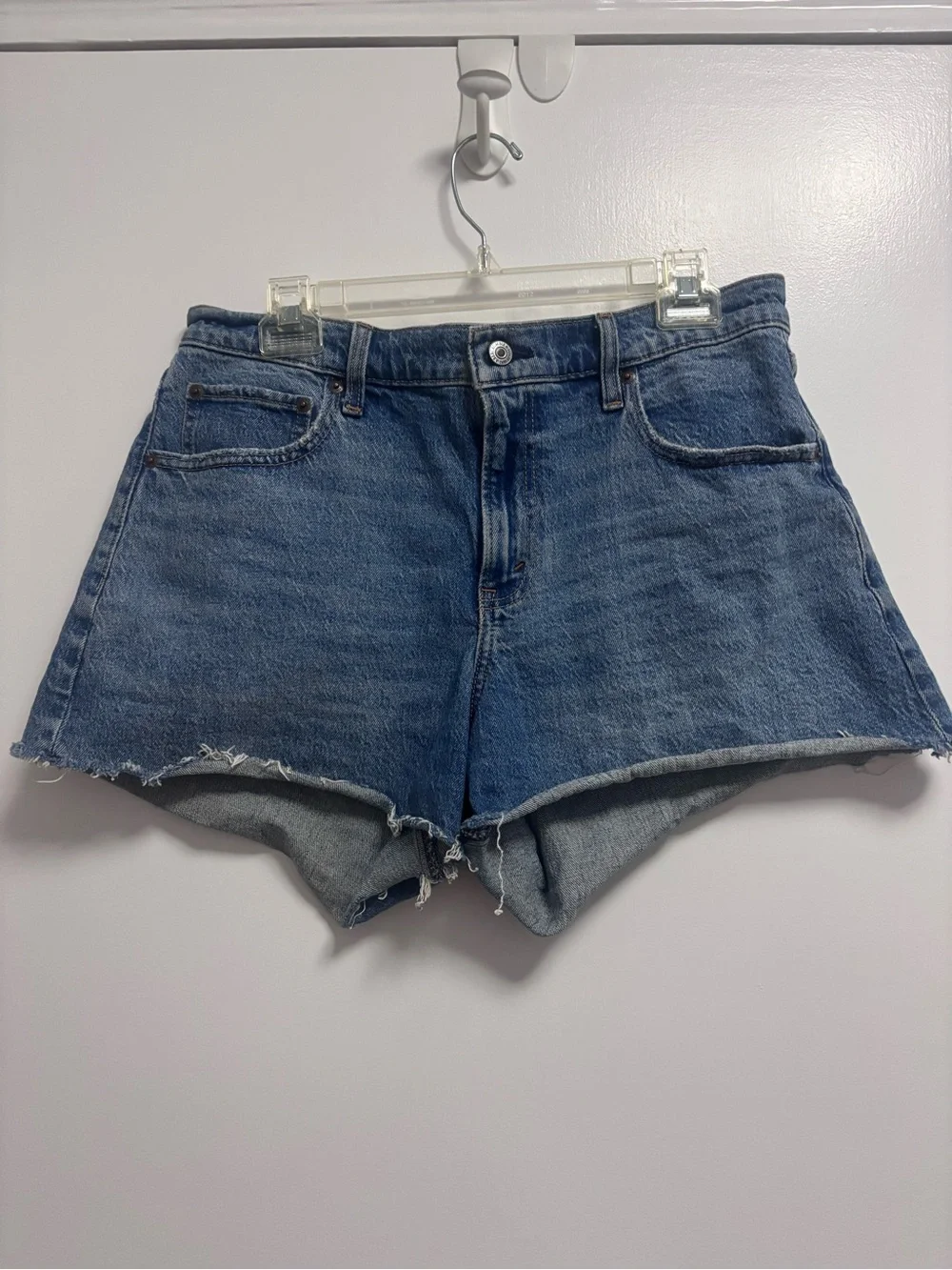 Abercrombie & Fitch A-Line Mid-Rise Blue Cutoff Denim Shorts -Size 30